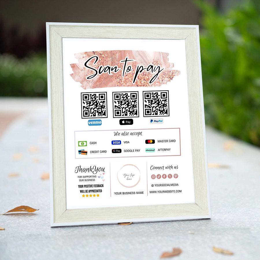 Roseanne - Scan To Pay QR Code Sign Template product image (7)
