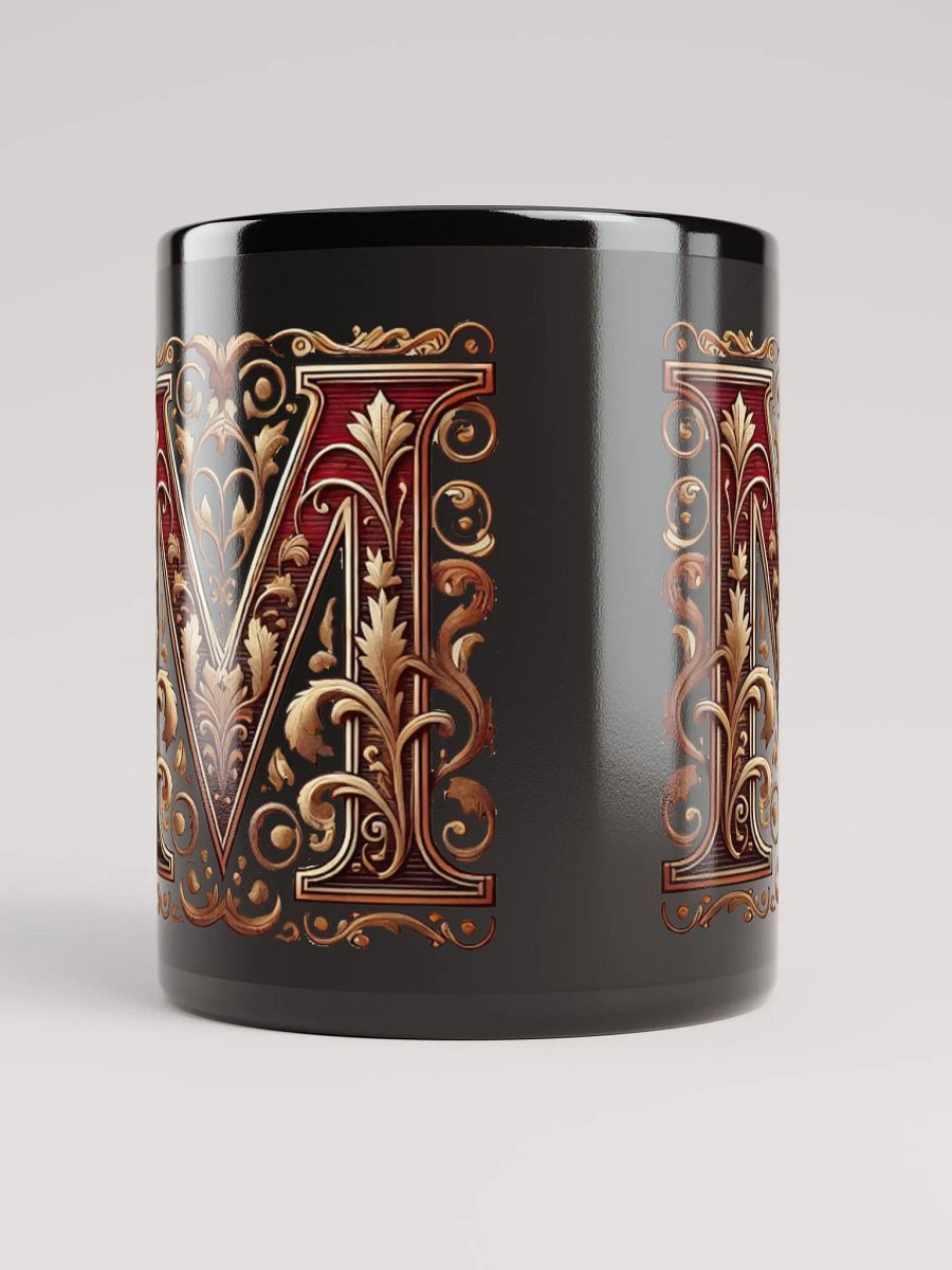 Victorian Letter 'M' Black Glossy Mug product image (9)
