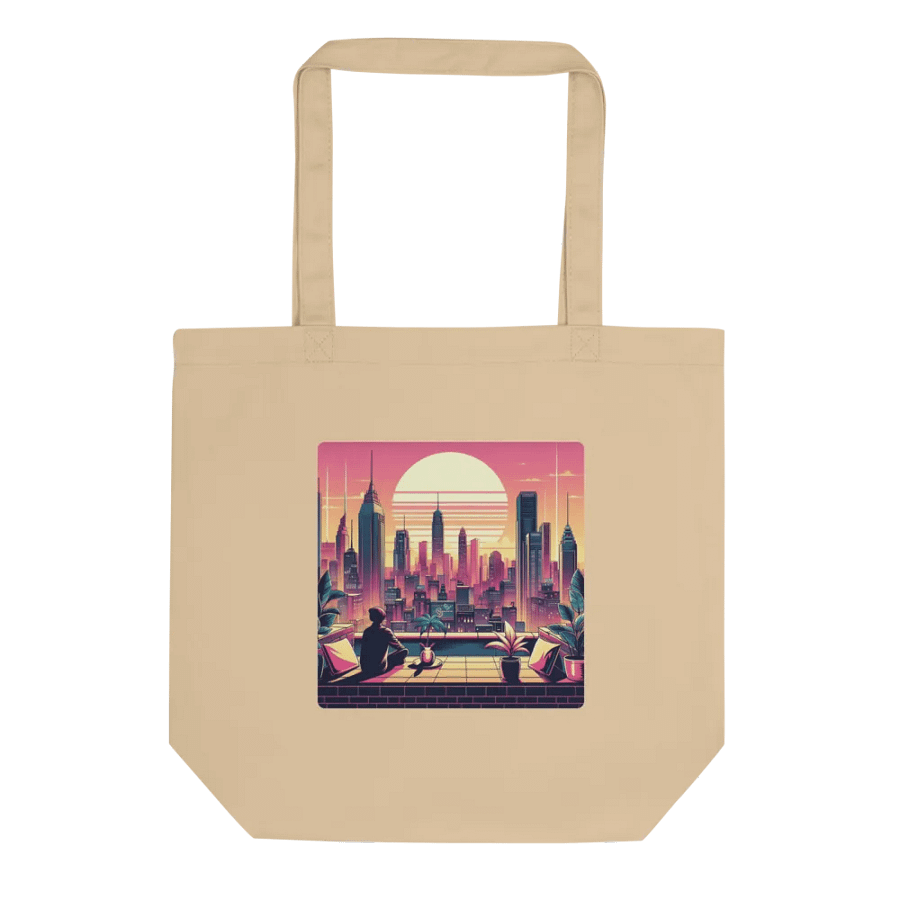 Retro-Futuristic Cityscape Tote Bag | AI Design traveling product image (1)