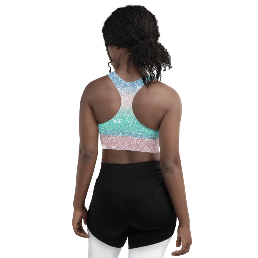 Glitter Unicorn Texture Design Longline Sports Bra - 4 product image (5)