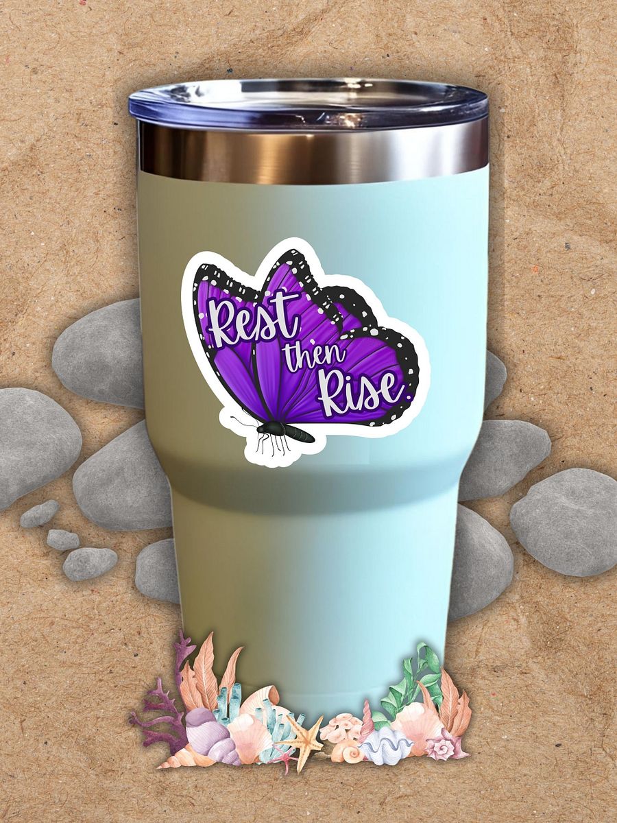 Rest then Rise – Purple Butterfly Inspirational Quote Sticker product image (6)