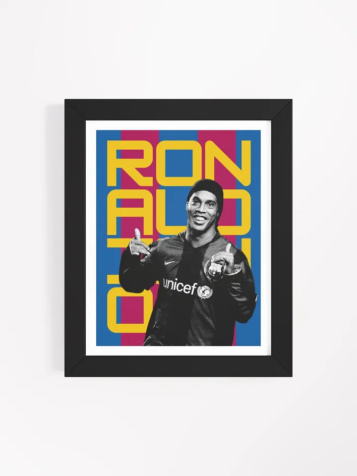 Ronaldinho BW Barcelona Name Art Framed Print product image (2)