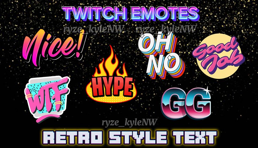 Twitch Emotes RETRO STYLE TEXT product image (1)