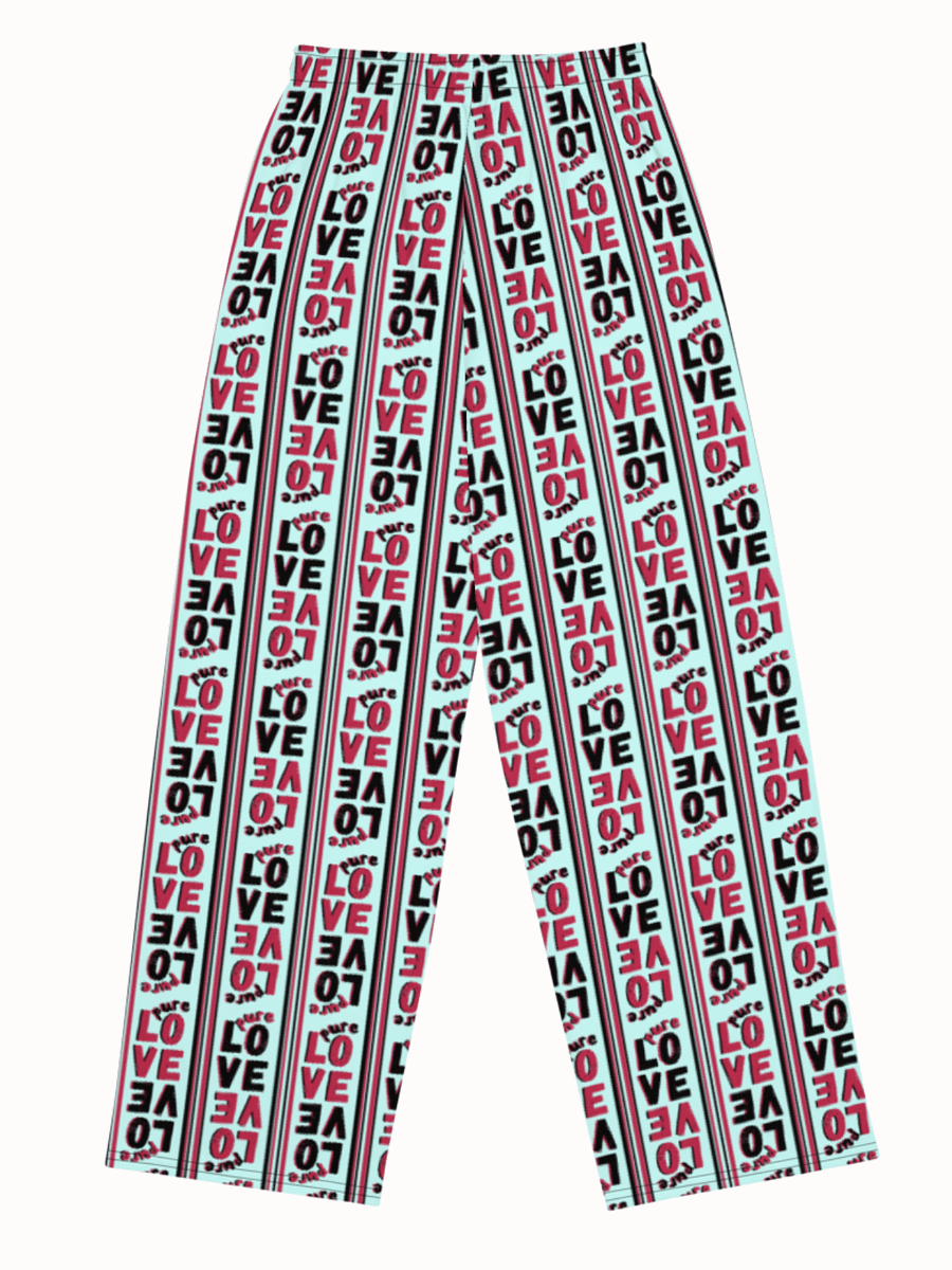 Pure Love Stripes on light green - Unisex Wide-Leg Pants product image (5)