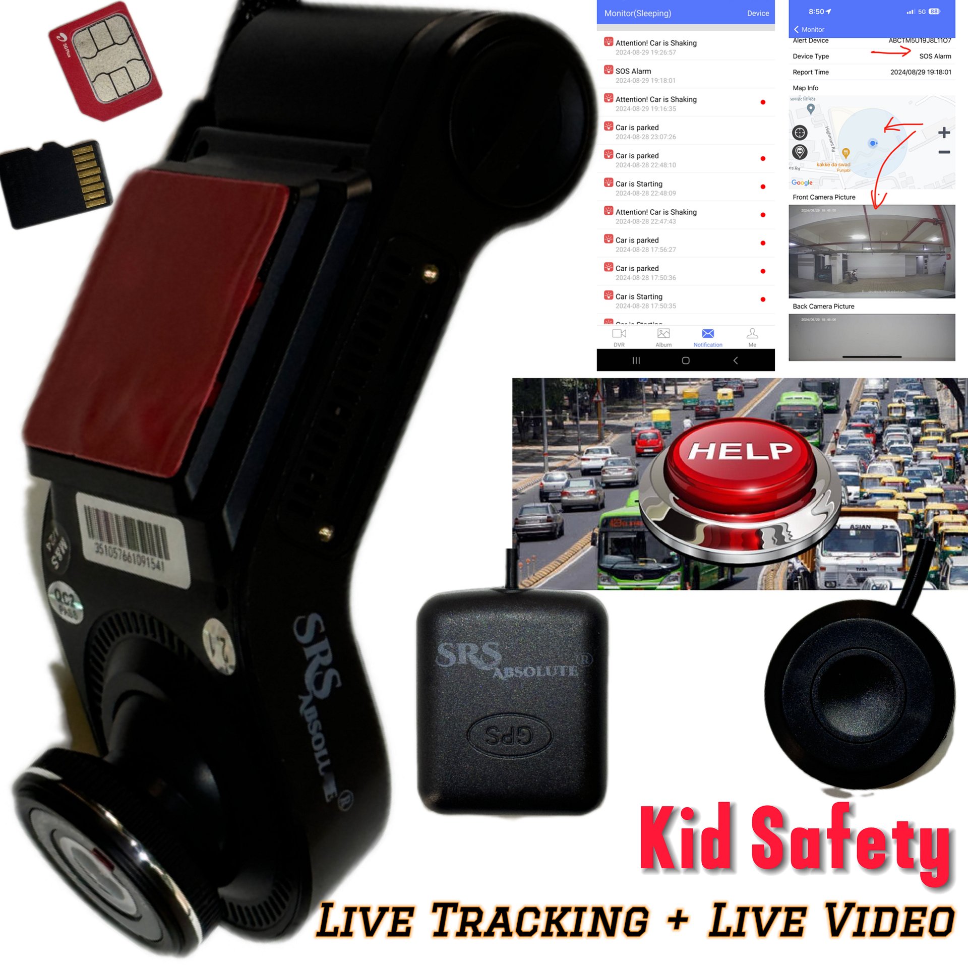SRS ABSOLUTE 2K InfraRed 4G DashCam| 24x7 Remote Audio-Video Monitor| SOS | Voice Calling | GPS Tracking| Motion Sensor| G-Sensor| MicroSD Support| No-Display 2-in1 | Personal-Kid-Fleet-Industrial use product image (5)