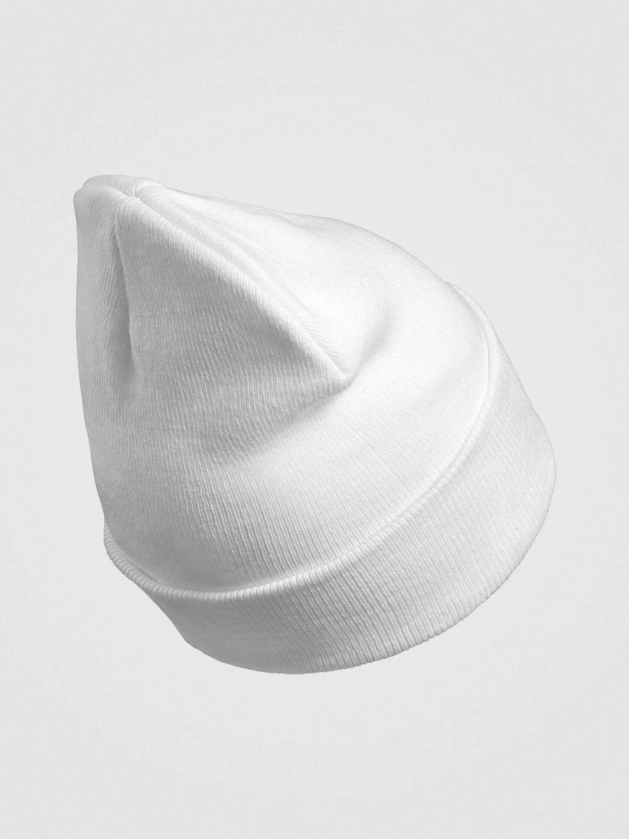 Plain Color White Knit Cuffed Beanie Hat product image (5)