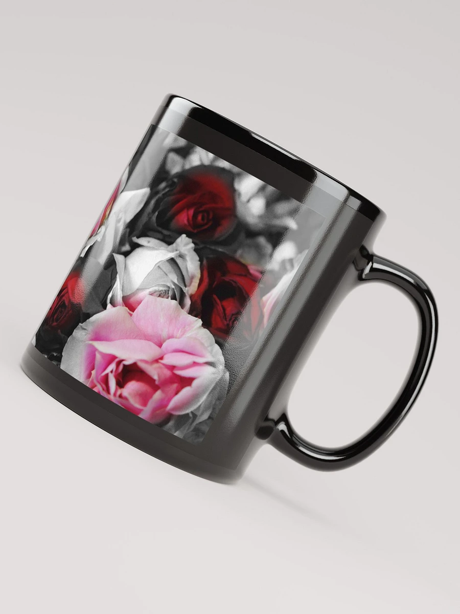 Black and White Roses Fade To Pink and Red Black Coffee Mug product image (8)