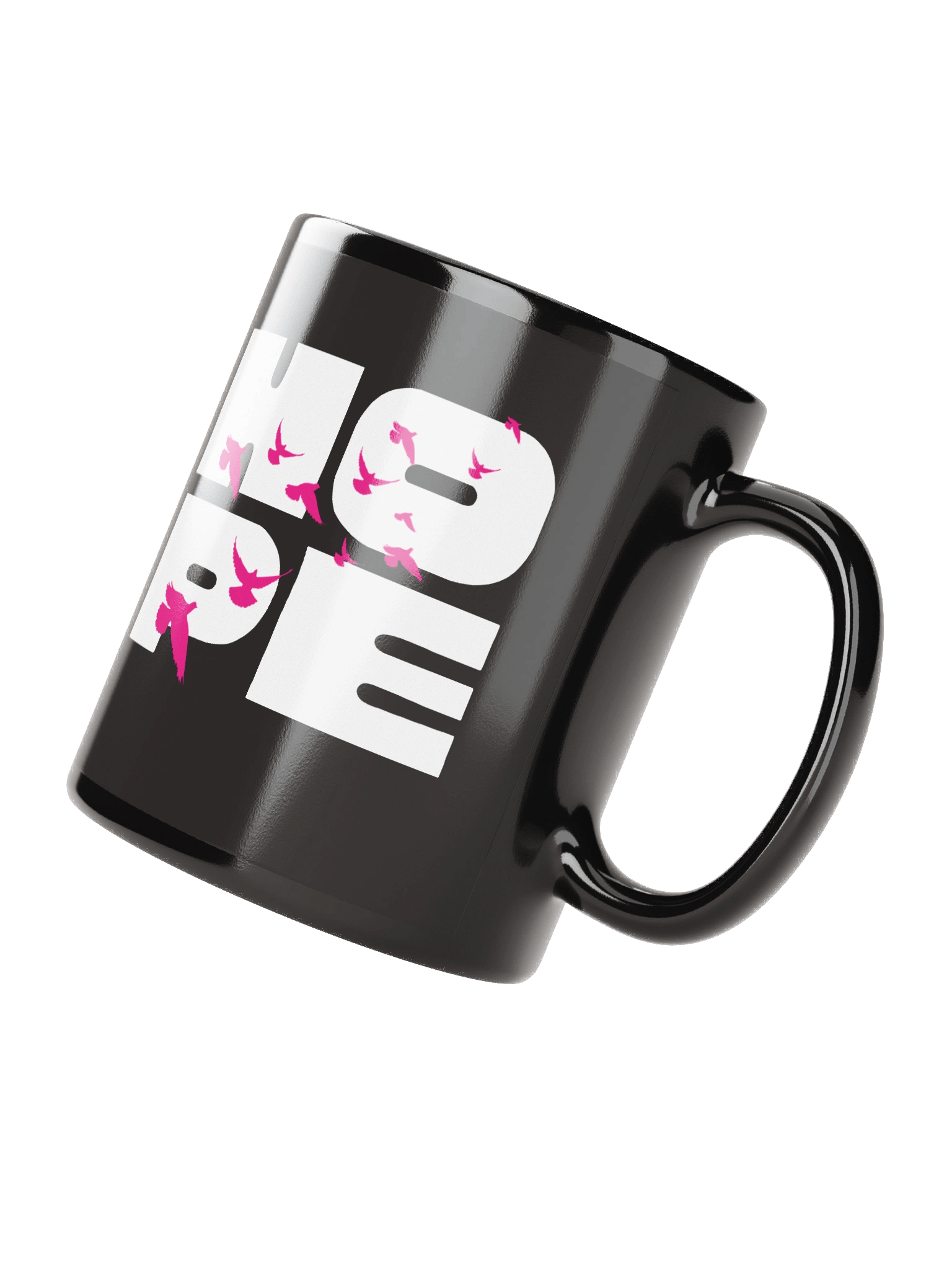 Hope with Flying Birds Uplifting Quote Black Coffee Mug product image (3)