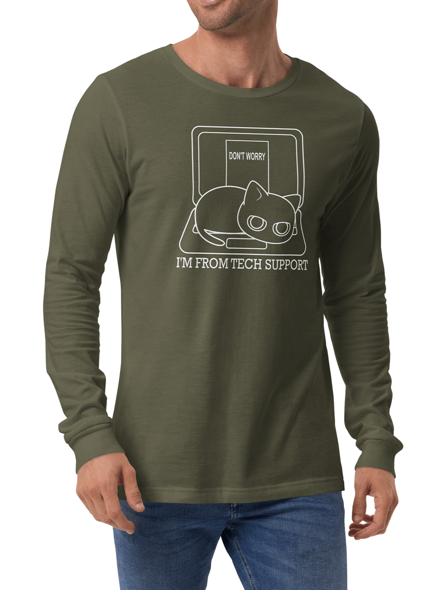 Cat on Laptop Unisex Long Sleeve Tee, White Print product image (4)