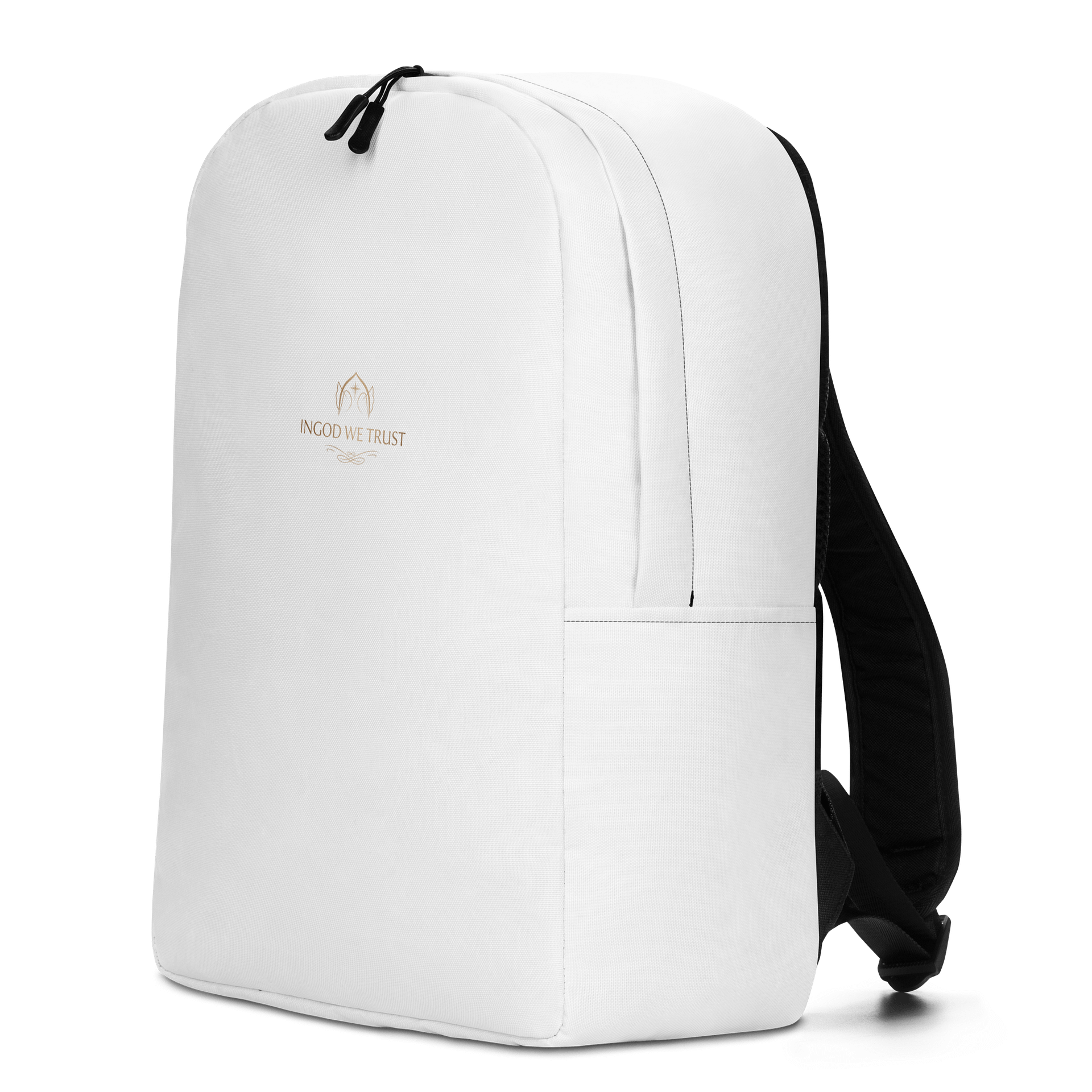 "Sanctuary" Backpack - White Minimalist Bookbag with Gold Foil Detailing | Spiritual Companion for Daily Journey product image (2)