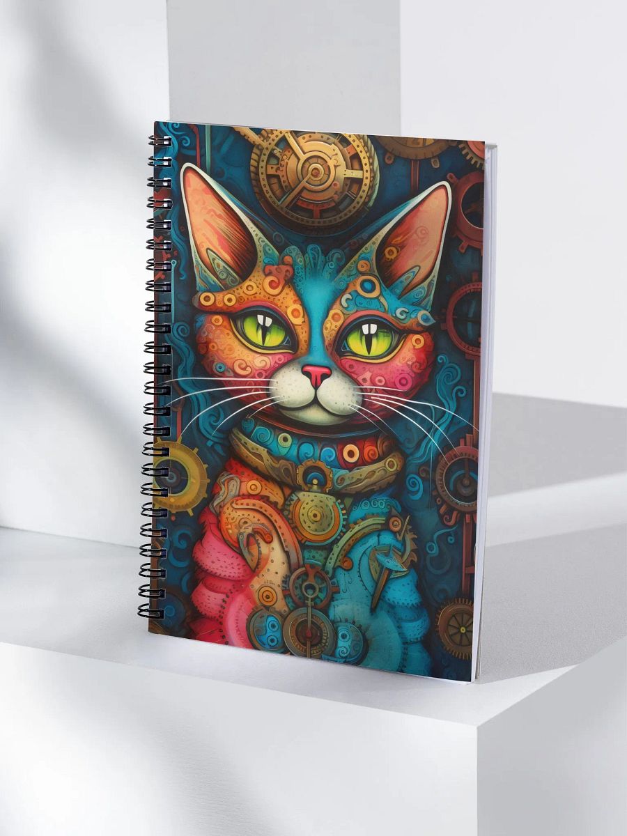 Whimsical Steampunk Cat Spiral Notebook product image (4)