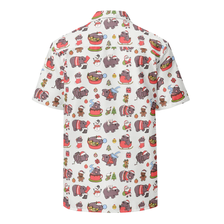 MOODENG'S WHITE CHRISTMAS HAWAIIAN SHIRT! product image (2)