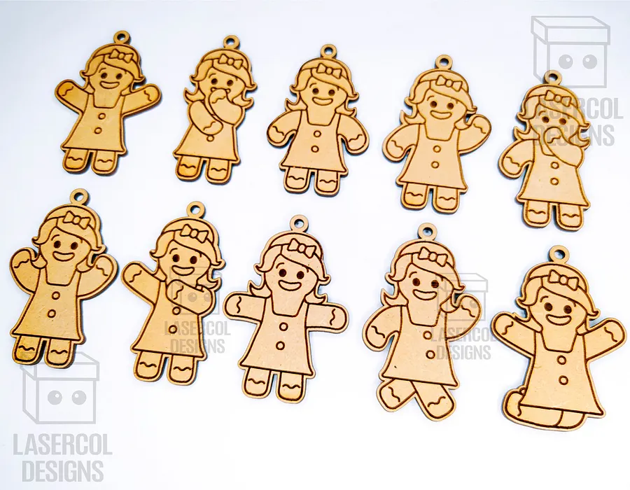 Gingerbread Cookies Christmas Ornaments Set 2 - Laser Cut Files product image (7)