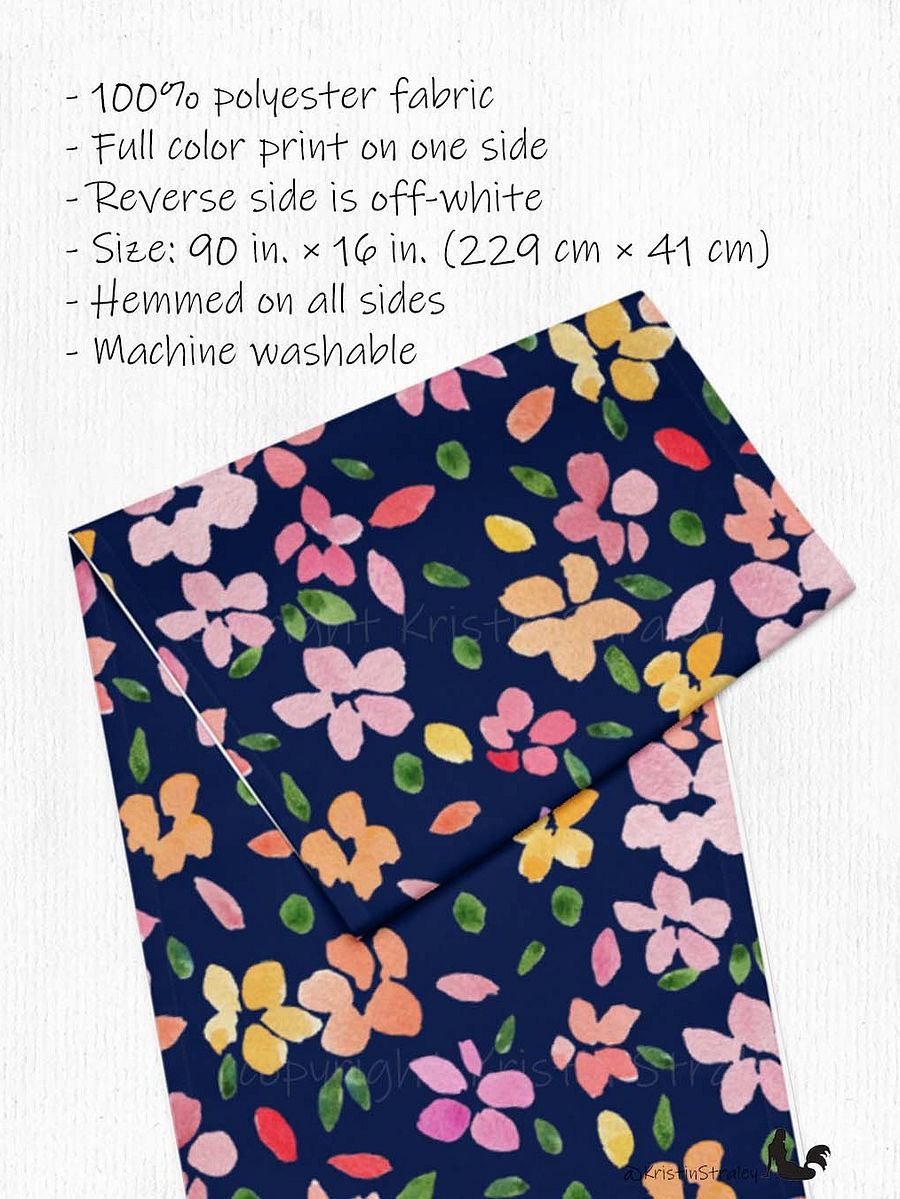 Spring Flowers on Navy Blue Table Runner product image (2)