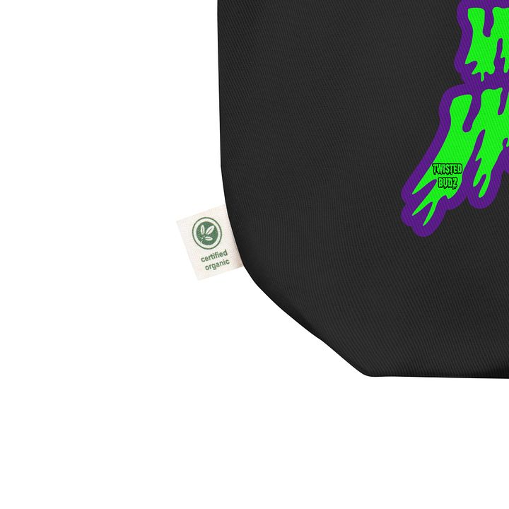 Weird Weed Word 420 Black Tote Bag, Green Purple Cannabis Butterfly Bag, Stoner Style Organic Cotton Accessory product image (2)