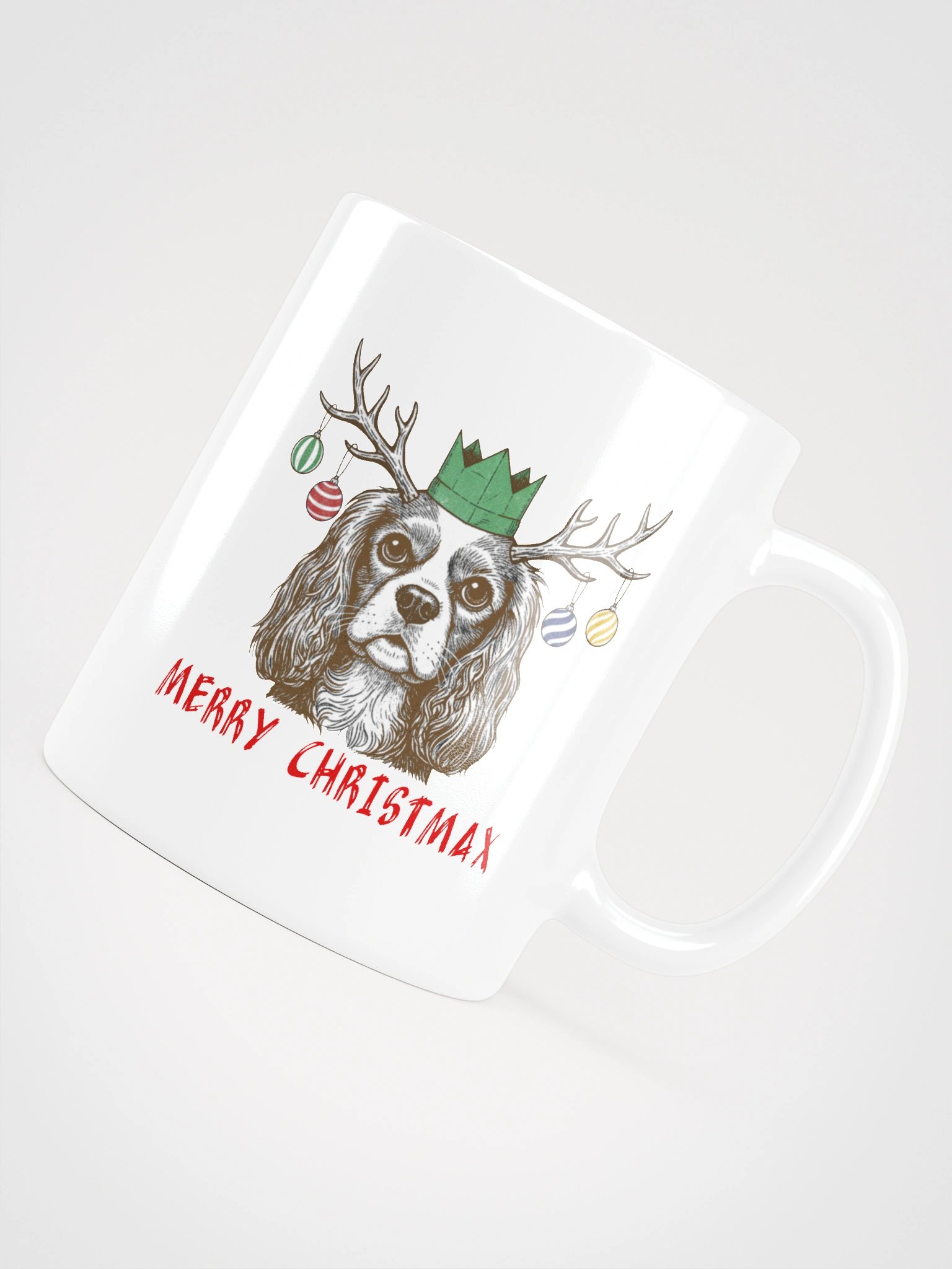 White Glossy Mug with Merry ChristMax Line Art product image (5)
