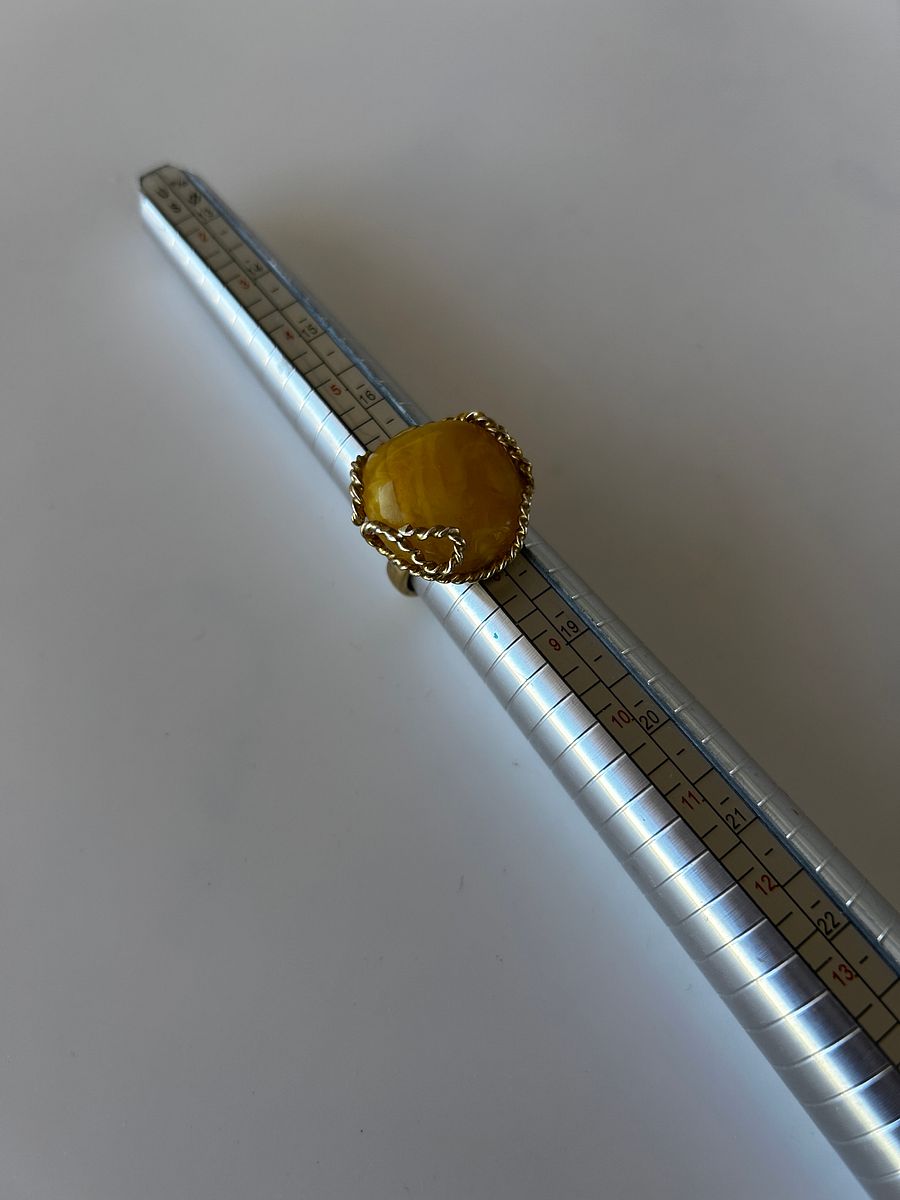 Baltic Egg Yolk Amber 925 Sterling Silver Twisted Swirl Design Adjustable Ring product image (8)