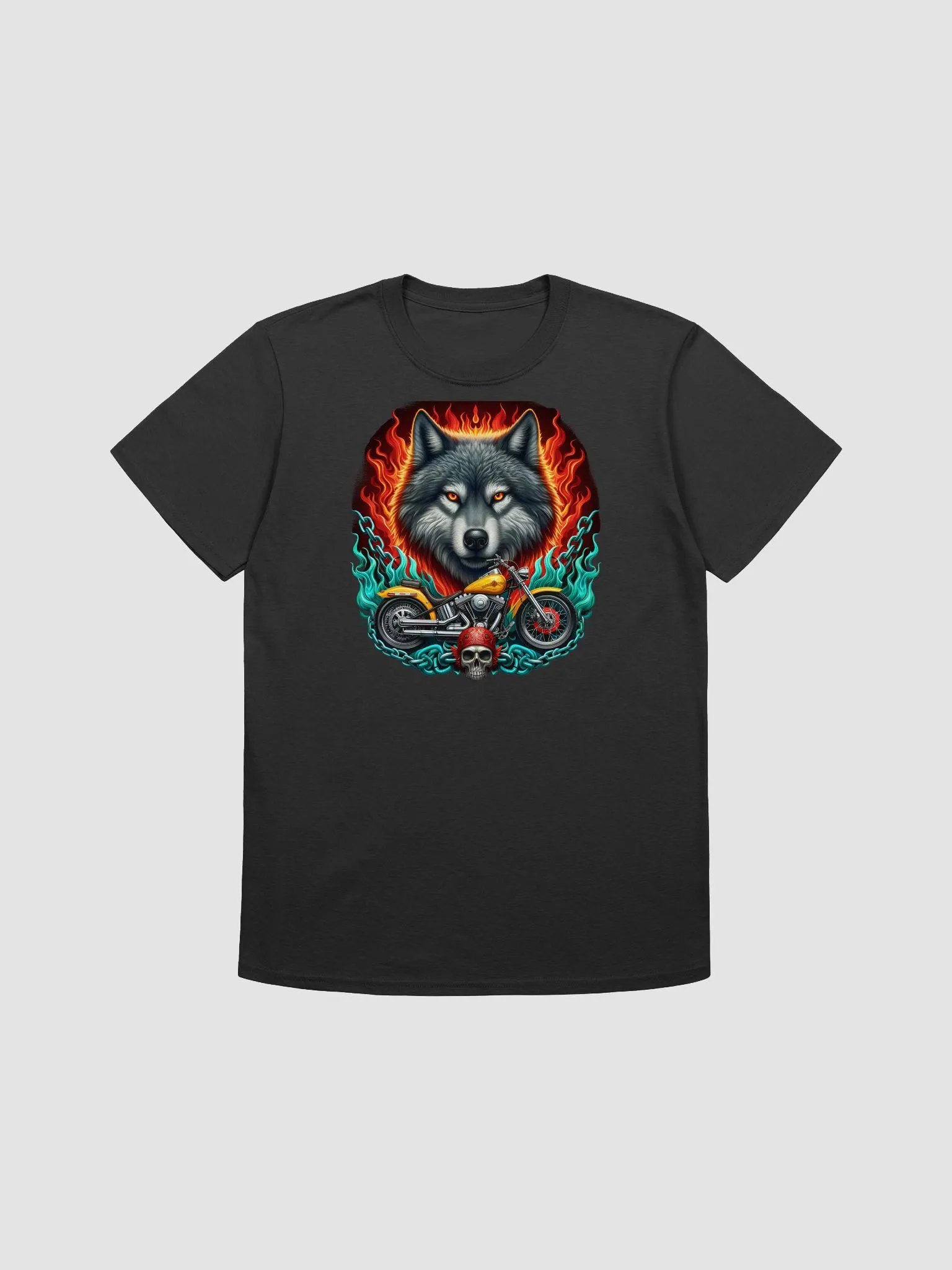 Flaming Wolf Biker T-Shirt #29 product image (1)