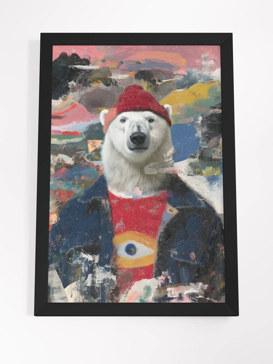 Hipster polar Bear surreal art Vibrant Ayous Wood Framed Poster product image (7)