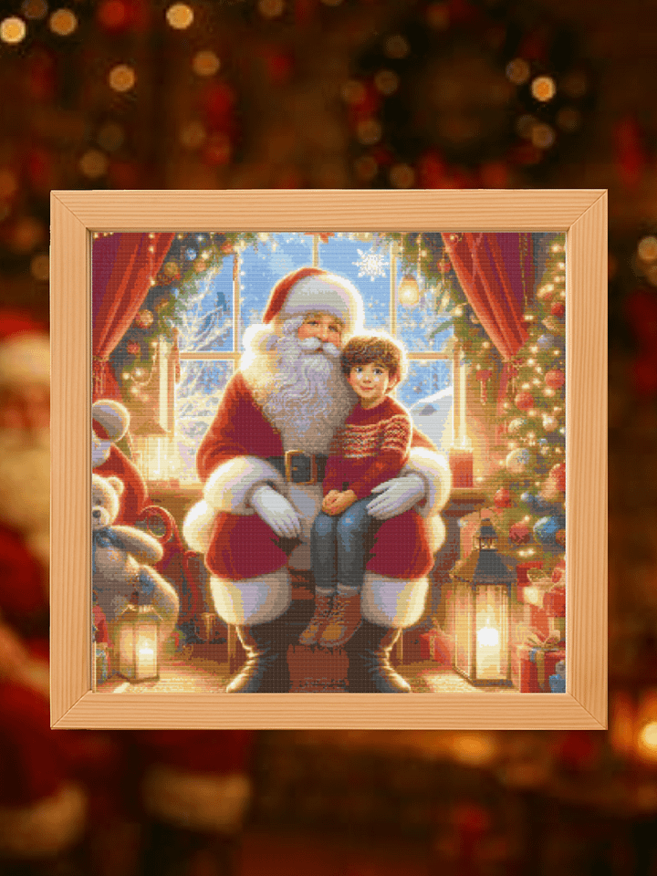 Boy Visits Santa's Grotto Cross Stitch Pattern product image (1)