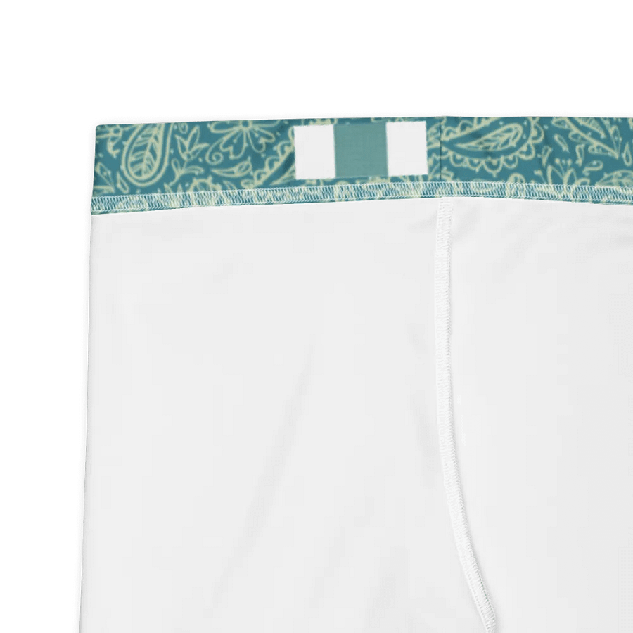 comfortable leggings in soft light teal   with white paisley  design for those that  like paisley pattern elements. product image (9)