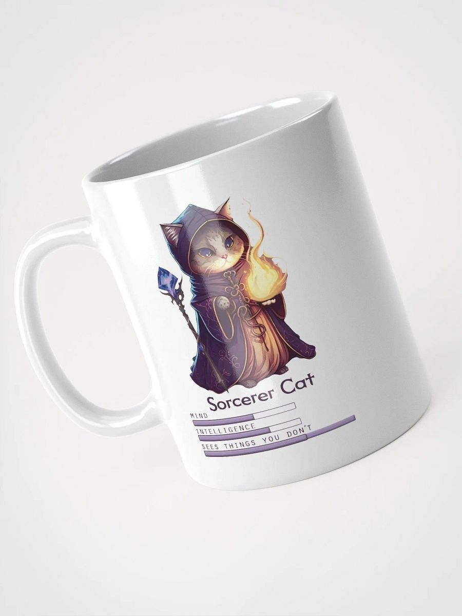 RPG Sorcerer Cat white ceramic mug 11oz 15oz 20oz for gamers and cat lovers product image (7)