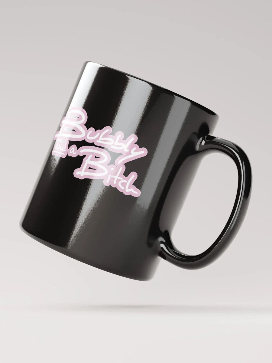 Bubbly and a B*tch (lined design, #E1B9CE) glossy black mug product image (9)