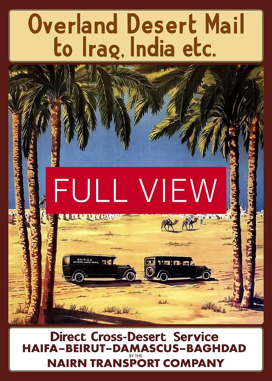 Haifa, Beirut, Damascus, Baghdad. Nairn transport Co. Israel, Palestine, Lebanon, Syria, Iraq 1923 — retro travel poster, vintage travel art product image (3)