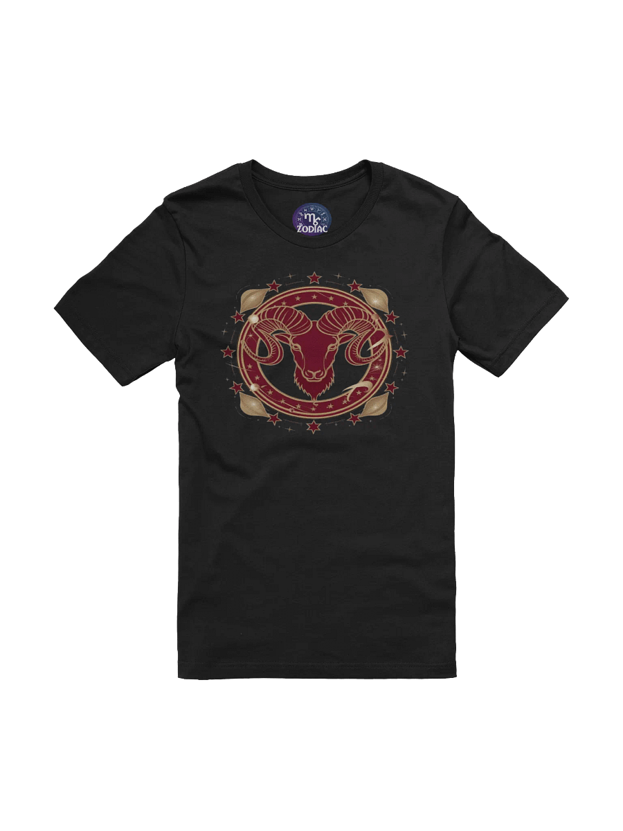 Exclusive Aries Zodiac T-Shirt - Regal Ram and Celestial Stars on Black product image (3)