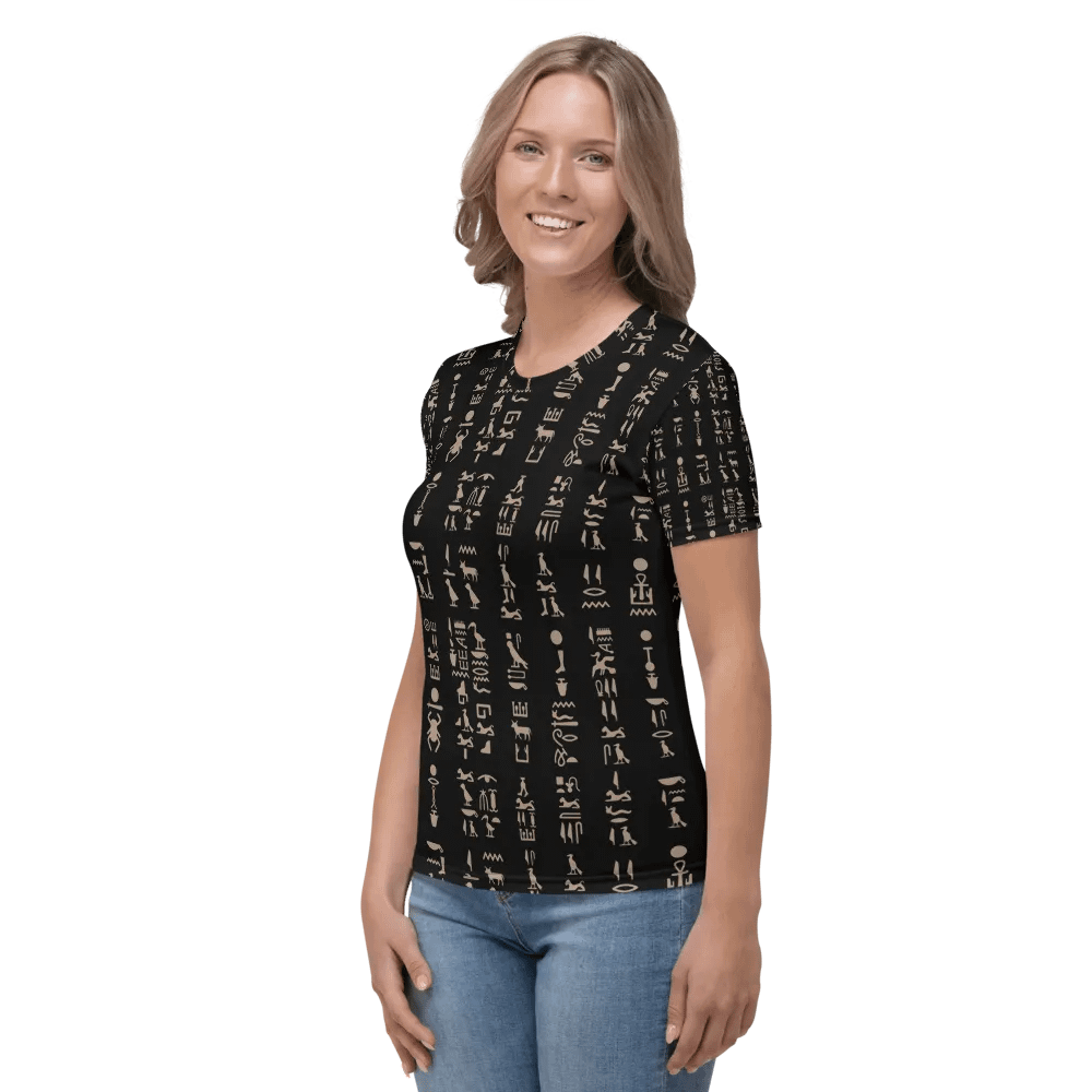 Isis Black Hieroglyphs Women's Crew Neck T-Shirt product image (3)