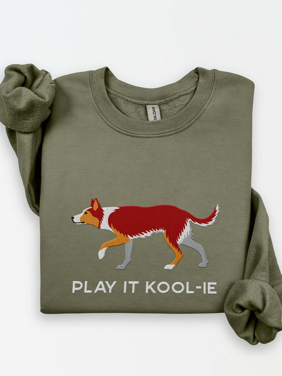 Play It Kool-ie Sweatshirt (Embroidered) of an Australian Koolie(Red Tricolor) product image (1)