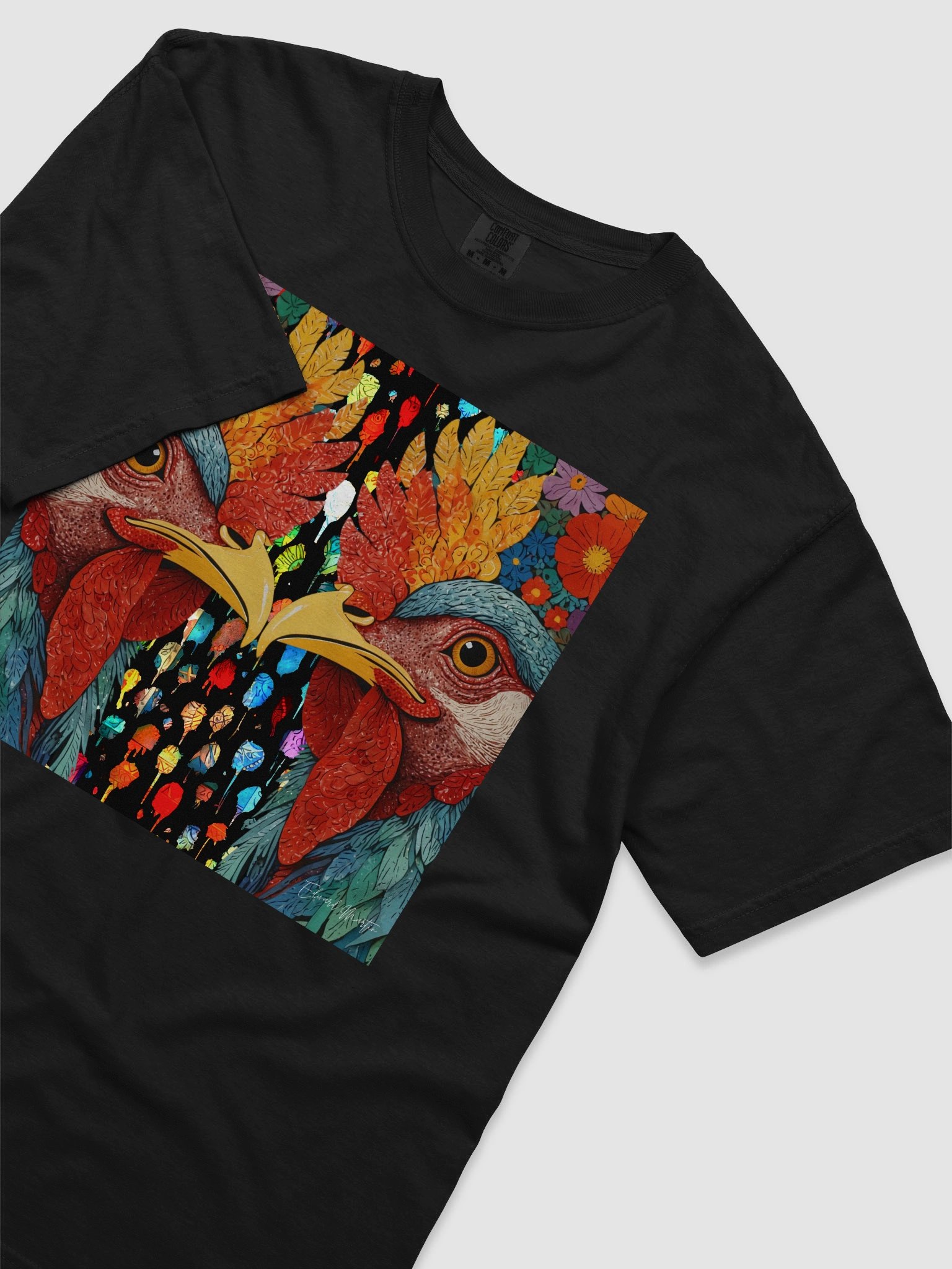 Symmetrical Rooster Showdown T-Shirt product image (58)