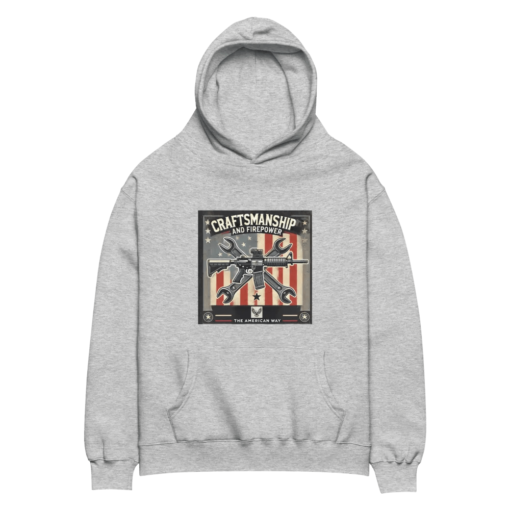 Premium Oversized Hoodie – “Craftsmanship and Firepower: The American Way” product image (8)