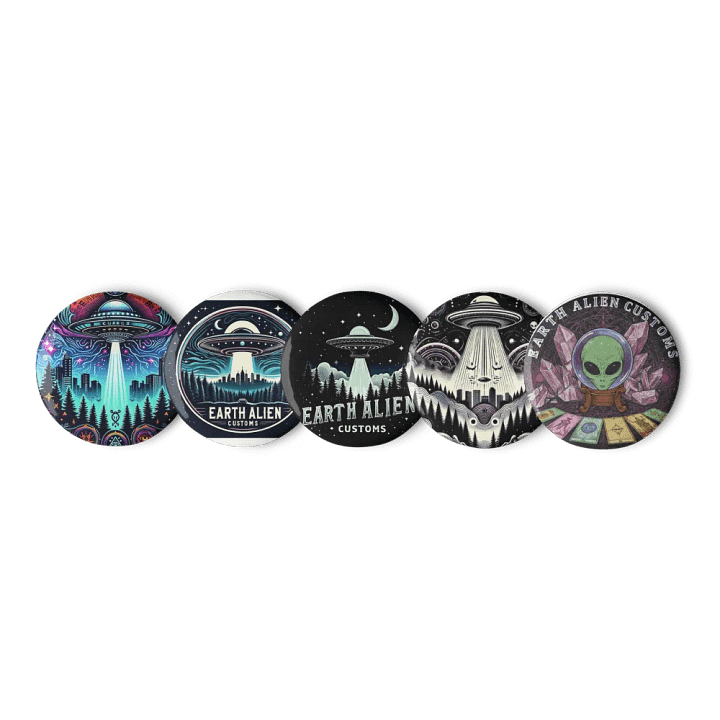 Psychedelic UFO City Pin Buttons Set product image (1)