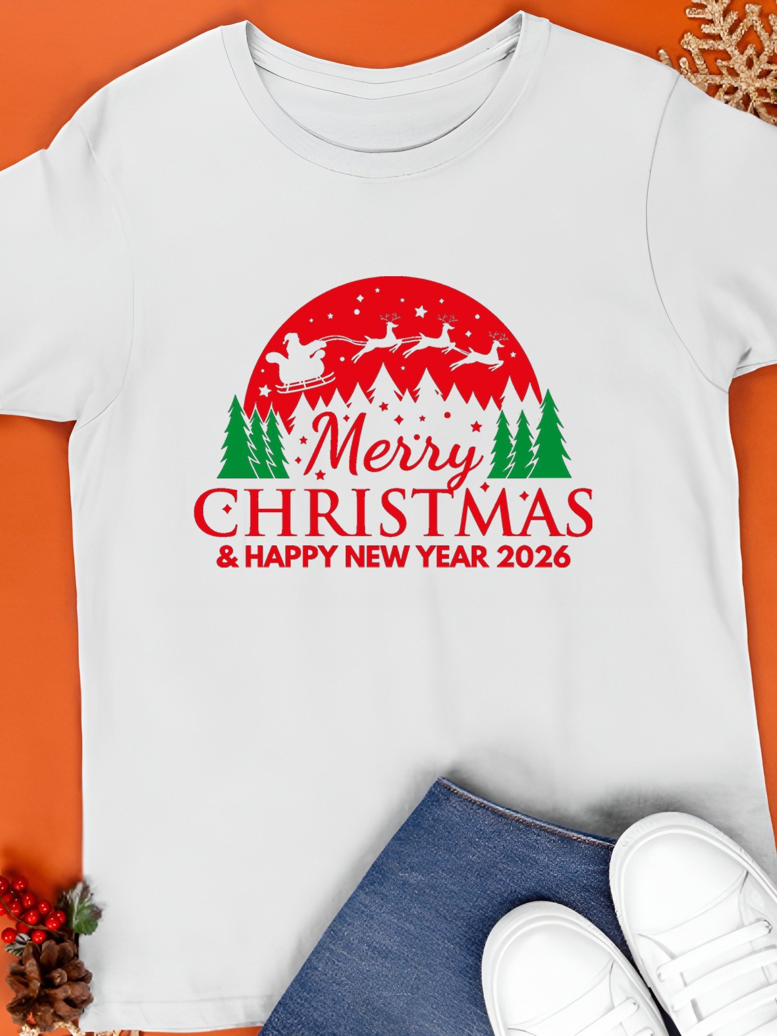 Merry Christmas & Happy New Year 2026 T-Shirt product image (1)