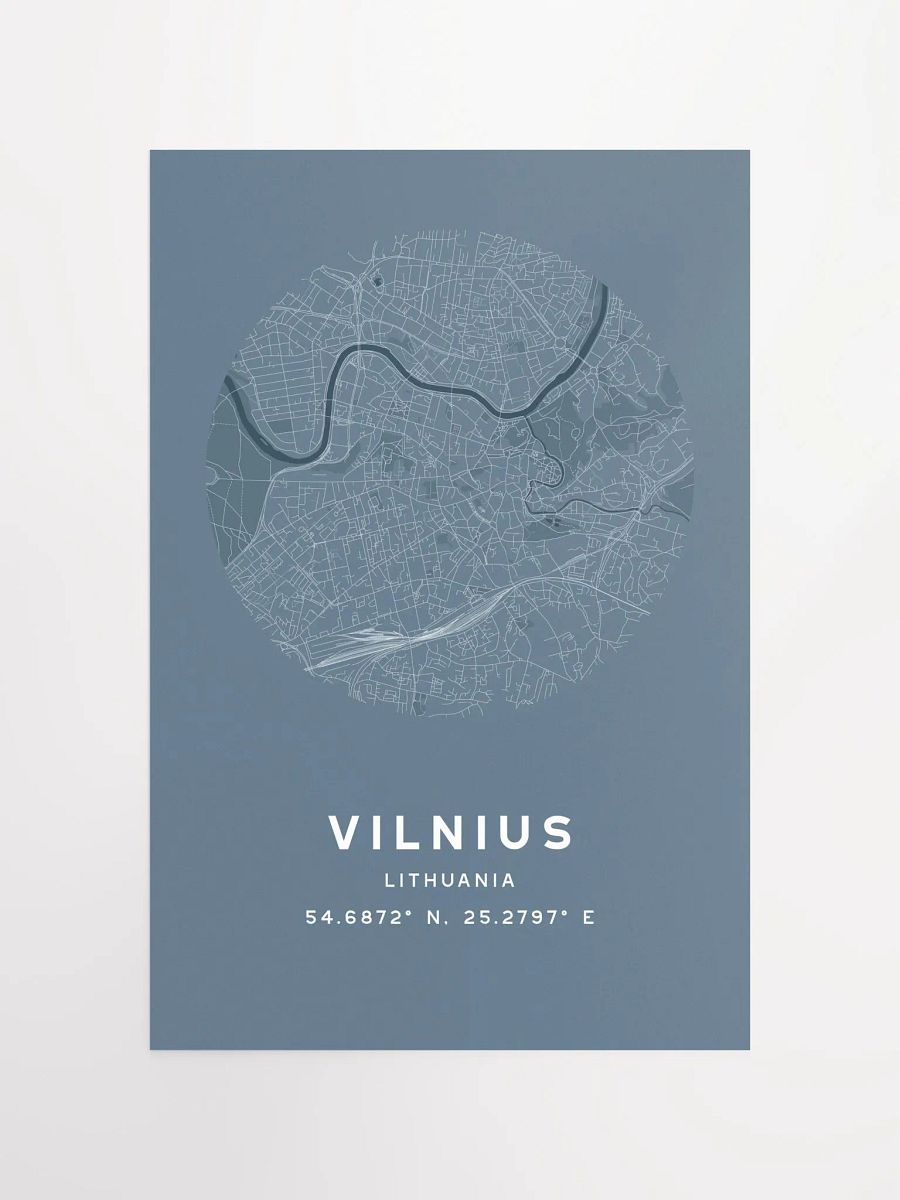 Vilnius Street Map Poster – Blue Minimalist Circular City Art product image (3)
