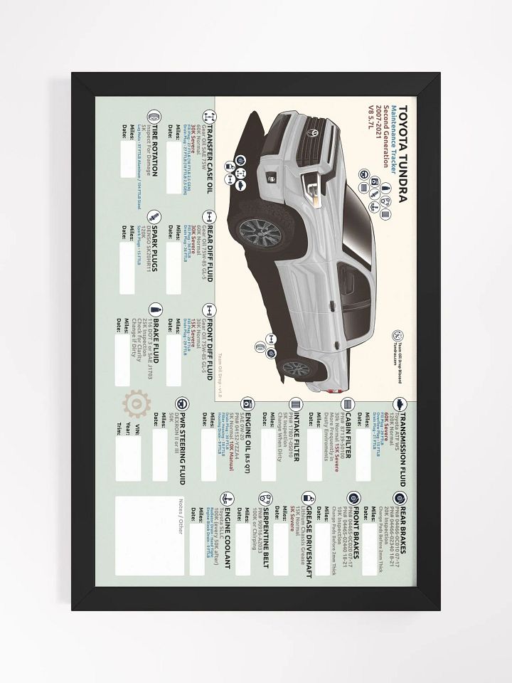 2ND GEN TUNDRA MAINTENANCE TRACKER - White (Framed) product image (2)