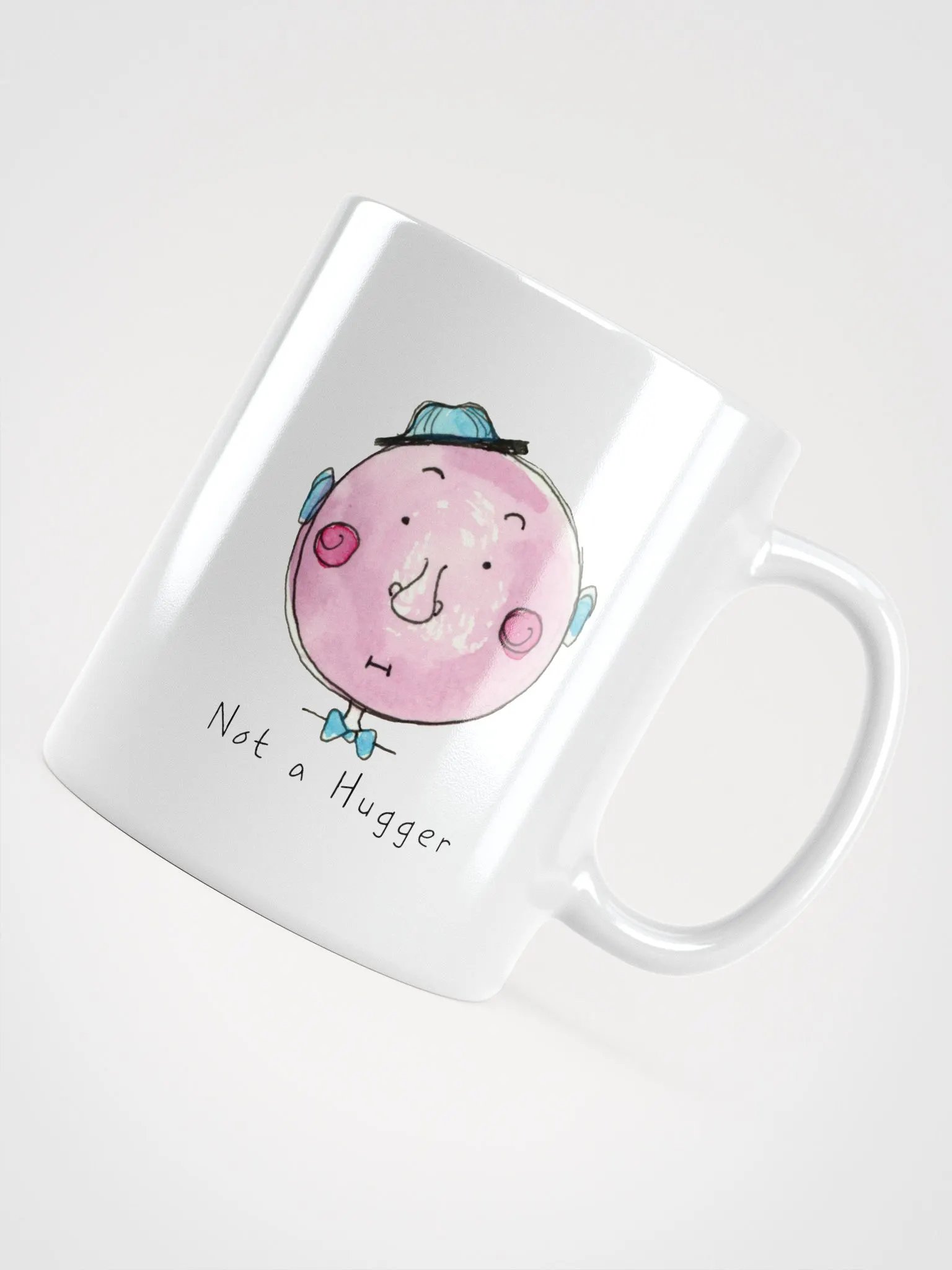 Cheeky Cartoon Faces Not a Hugger White Glossy Mug product image (5)