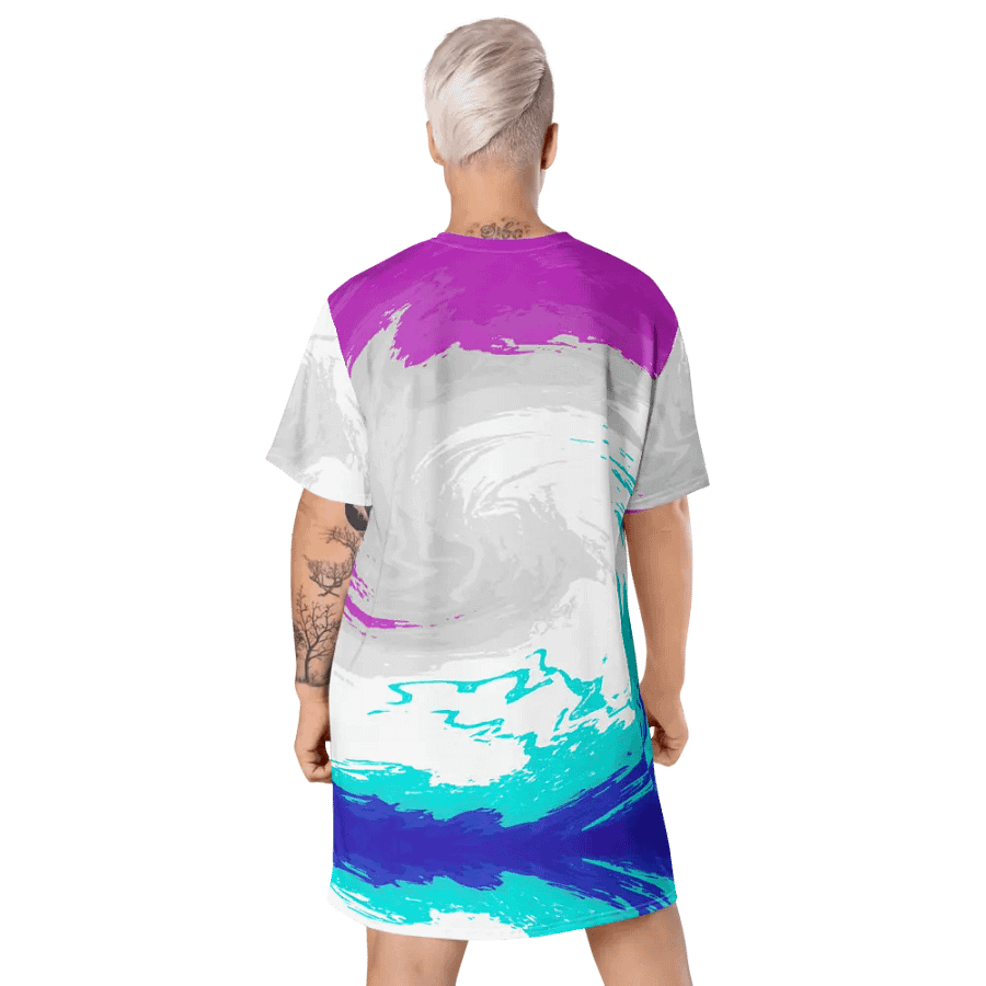 Abstract Vibrant Swirling Melting Forest Ladies T Shirt Dress product image (9)