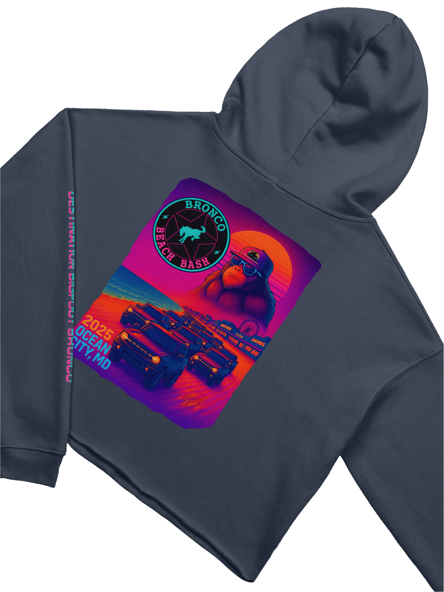 2025 Bronco Beach Bash Ocean City / Destination Bigfoot Bronco Collab | Bella+Canvas Fleece Women's Crop Hoodie (Multiple Colors Available) product image (4)