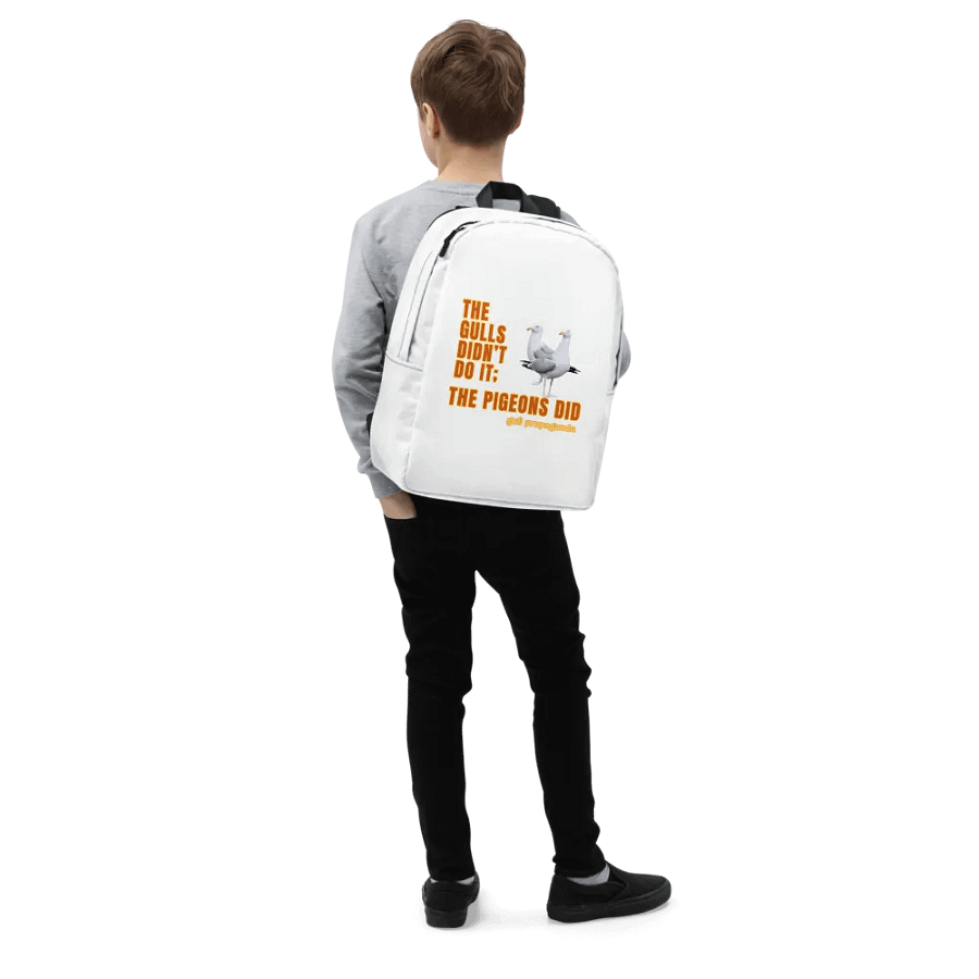 The Gulls Didn't Do it; The Pigeons Did - Gull propaganda minimalist backpack product image (5)