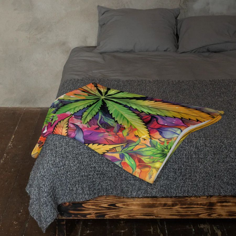 Psychedelic Cannabis Dream Throw Blanket product image (11)