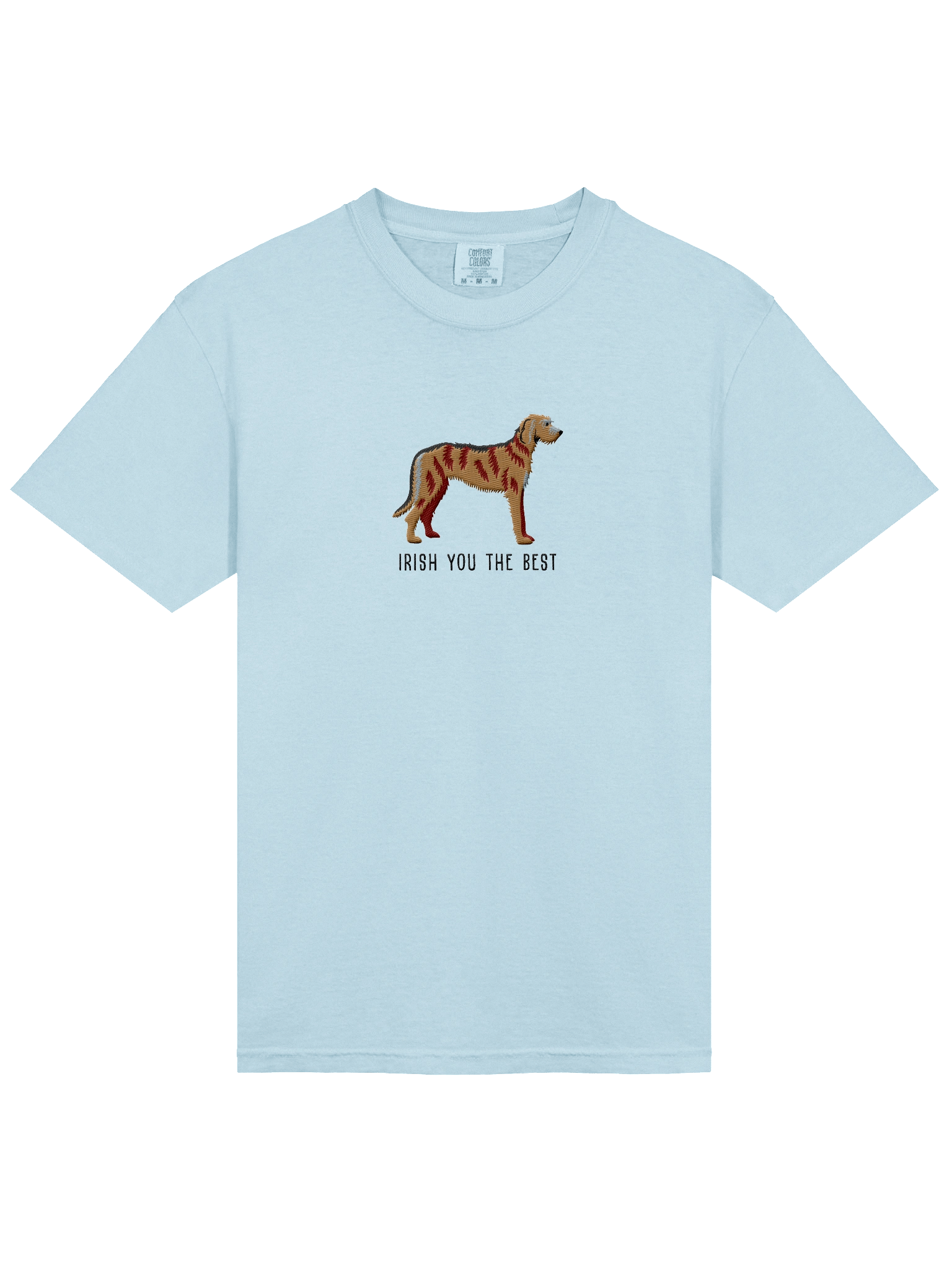 Irish You the Best T-Shirt(Embroidered) of an Irish Wolfhound(Tan) product image (53)