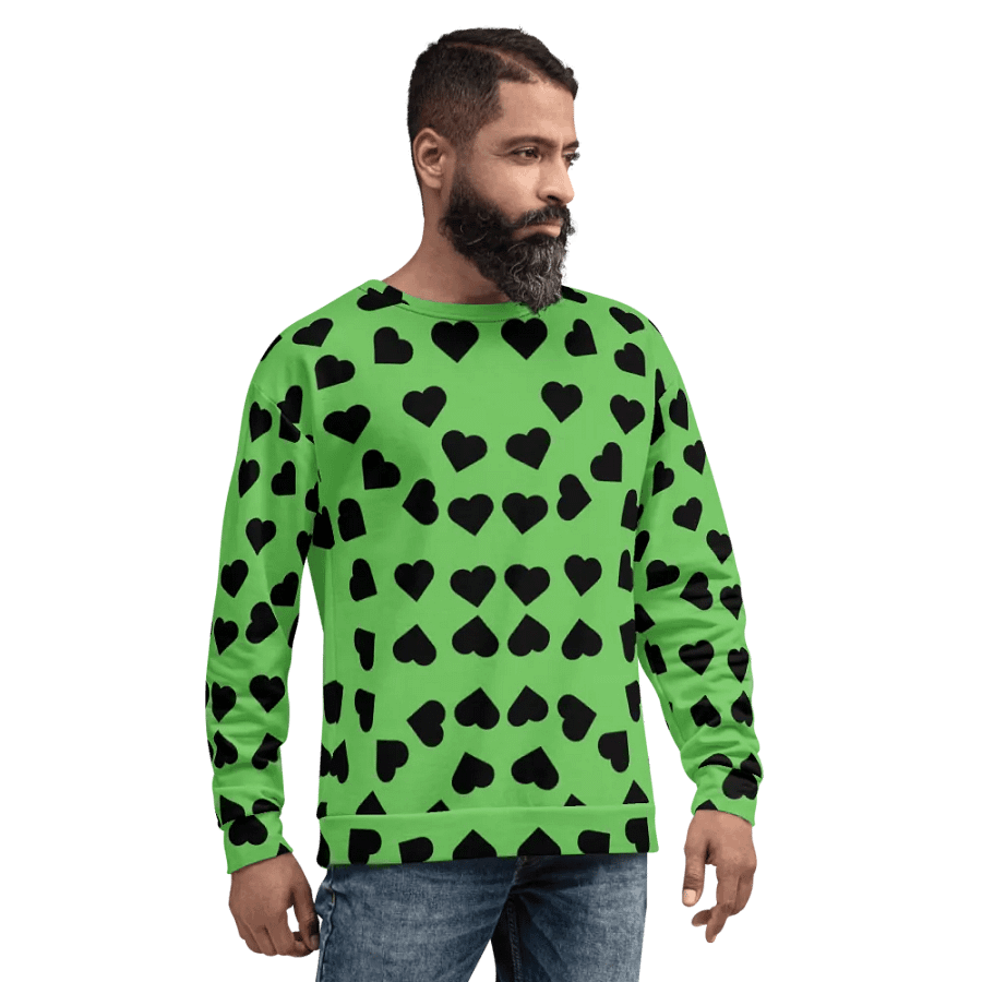 Abstract Love Pattern Black Hearts Coloured Background Unisex Sweatshirt product image (3)