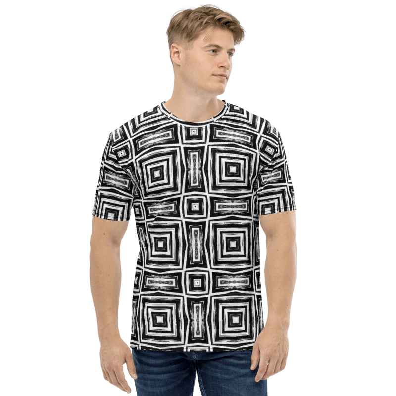 Abstract Monochrome Repeating Pattern Men's Crewneck T Shirt product image (11)