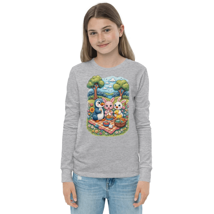 Whimsical Baby Animal Picnic Party Youth Long Sleeve Tee product image (4)