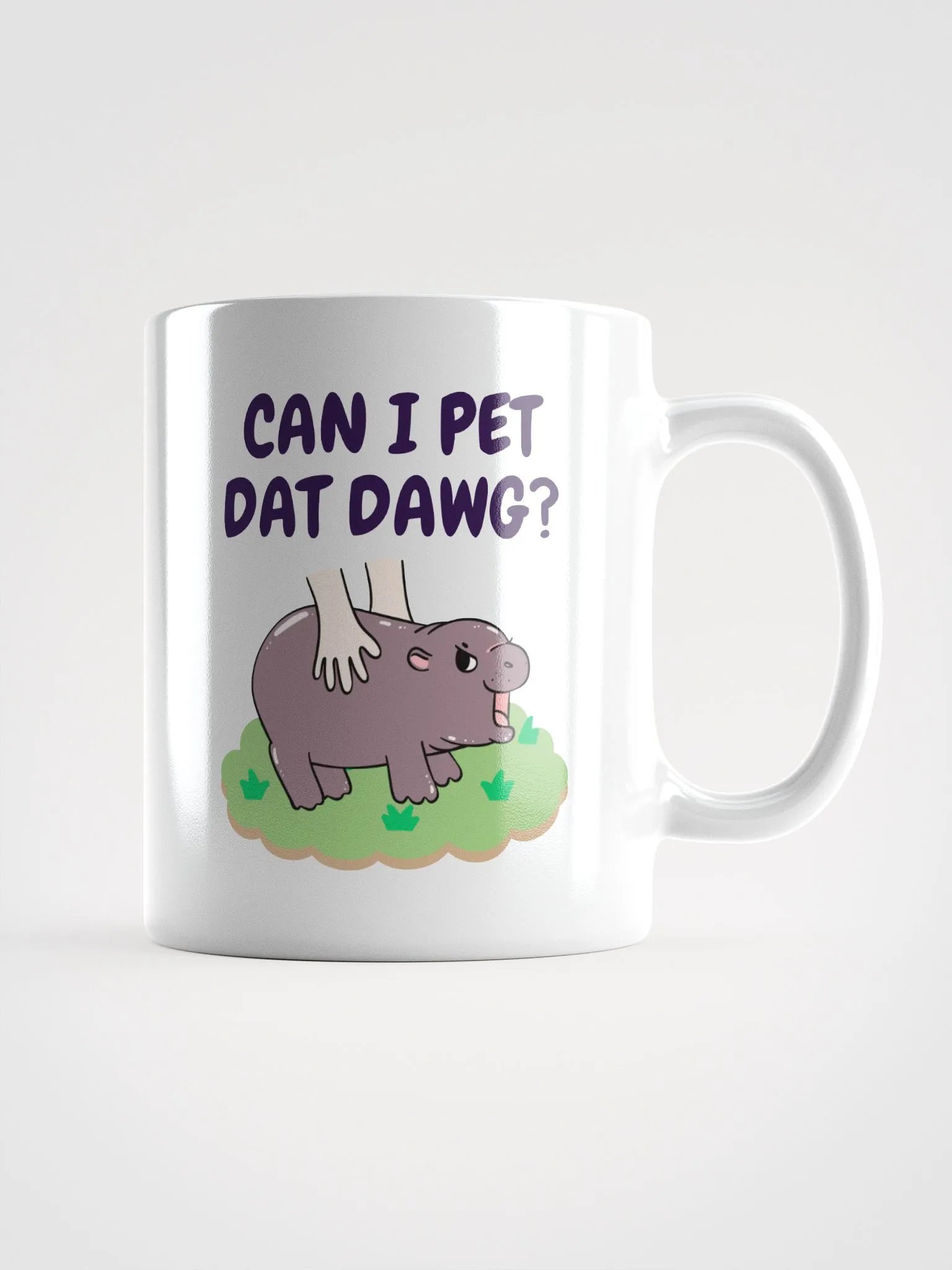 MOODENG'S CAN I PET DAT DAWG? WHITE GLOSSY MUG product image (1)