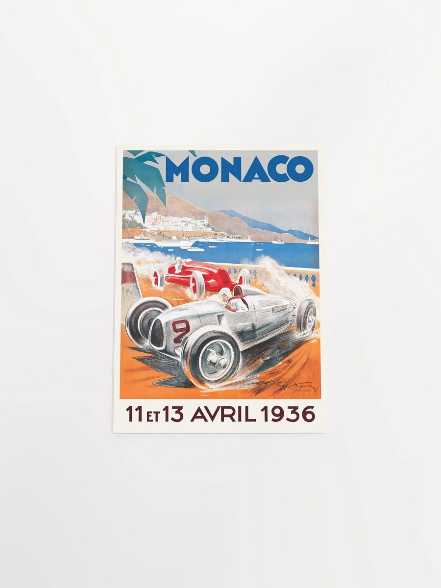 Monaco Vintage F1 Grand Prix, 1936 poster — Vintage Formula 1 poster, Monaco Grand Prix poster, retro travel poster product image (9)