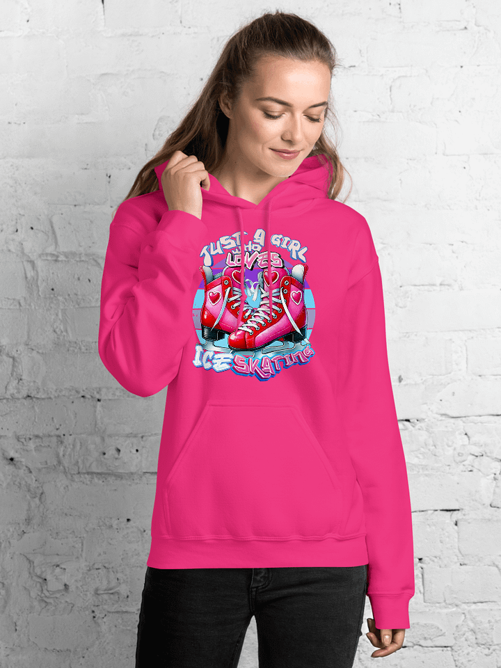 Just a Girl Who Loves Ice Skating Pink Skates Hoodie for Skaters product image (1)