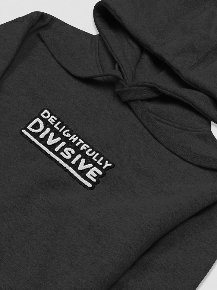 DELIGHTFULLY DIVISIVE (lg., white bubble design) embroidered heavyweight hoodie product image (1)
